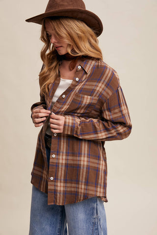 Plaid Button-Up Western Shirt LT1094-Listicle-Summit Lane Boutique, Women's Apparel and Gifts located in Grand Rapids, MI