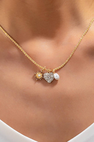 Celestial Heart & Pearl Charm Necklace | 80N93235-JOSSLYN by wall to wall-Summit Lane Boutique, Women's Apparel and Gifts located in Grand Rapids, MI