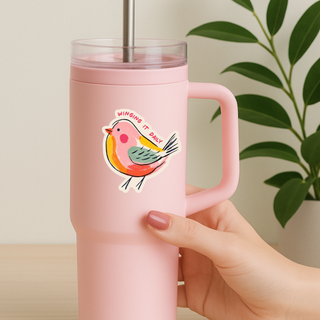 Winging It Daily Bird Sticker, Cute Colorful Bird Decal-Stickers-inviting affairs paperie-Summit Lane Boutique, Women's Apparel and Gifts located in Grand Rapids, MI