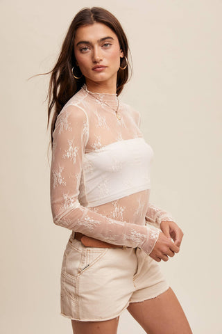 Sheer Lace Long-Sleeve Top-Long Sleeves-Listicle-Summit Lane Boutique, Women's Apparel and Gifts located in Grand Rapids, MI