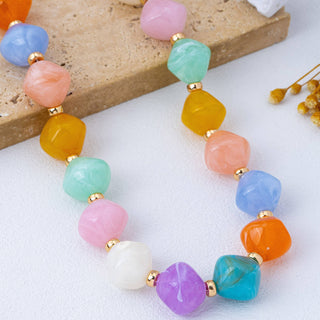 Multicolor Oversized Faceted Pastel Bead Necklace | 80N92990-JOSSLYN by wall to wall-Summit Lane Boutique, Women's Apparel and Gifts located in Grand Rapids, MI