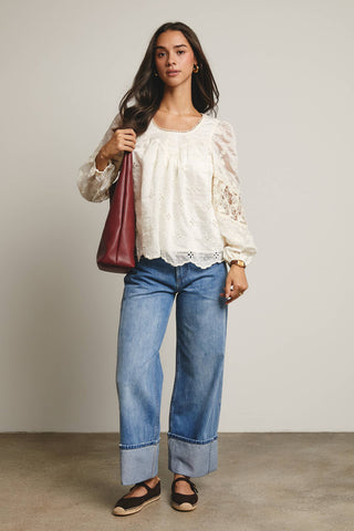 Bailey Embroidered Lace Blouse-Blouse-Forte-Summit Lane Boutique, Women's Apparel and Gifts located in Grand Rapids, MI