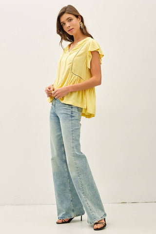 Aria Ruffle Sleeve top-Blouse-Be Cool-Summit Lane Boutique, Women's Apparel and Gifts located in Grand Rapids, MI