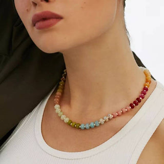 Natural Stone Semi-Precious Glass Mixed Necklace | 40NK9694-JOSSLYN by wall to wall-Summit Lane Boutique, Women's Apparel and Gifts located in Grand Rapids, MI