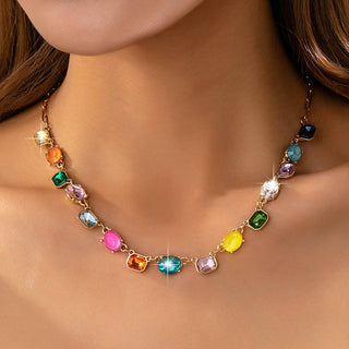 Multicolor Gemstone Link Necklace | 80N92824-JOSSLYN by wall to wall-Summit Lane Boutique, Women's Apparel and Gifts located in Grand Rapids, MI