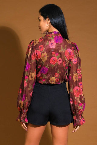Floral Blouse-Long Sleeves-FLYING TOMATO-Summit Lane Boutique, Women's Apparel and Gifts located in Grand Rapids, MI