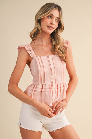 The Brielle Eyelet Peplum Top-Sleeveless-&MERCI-Summit Lane Boutique, Women's Apparel and Gifts located in Grand Rapids, MI