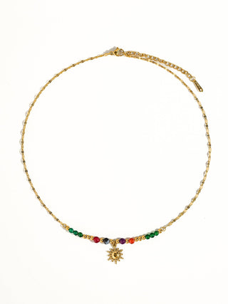 Olimpia 18K Gold Sun Necklace with Beads-Necklaces-Flânerie by MAIQ-Summit Lane Boutique, Women's Apparel and Gifts located in Grand Rapids, MI