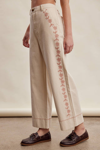 Floral Embroidered Cropped Wide-Leg Pants LP0276-Listicle-Summit Lane Boutique, Women's Apparel and Gifts located in Grand Rapids, MI