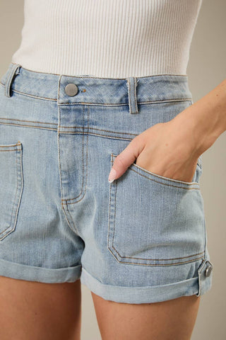 Claire Light Wash Stretch Shorts-Shorts-Sunday Edition by LE LIS-Summit Lane Boutique, Women's Apparel and Gifts located in Grand Rapids, MI