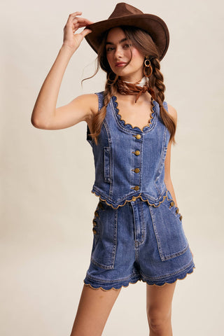 Georgia Scallop Shorts-Shorts-Listicle-Summit Lane Boutique, Women's Apparel and Gifts located in Grand Rapids, MI