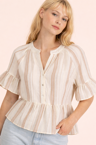 Elodie Striped Peplum Blouse
