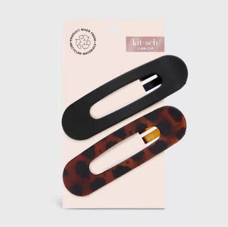 Flat Lay Claw Clip 2pc Flat - Black & Tort-Hair Accessories-KITSCH-Summit Lane Boutique, Women's Apparel and Gifts located in Grand Rapids, MI