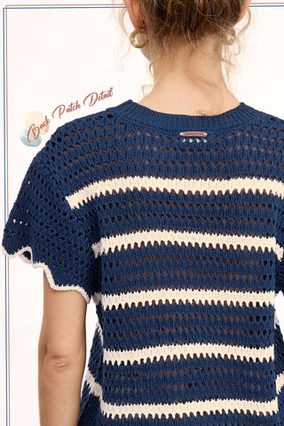 Lindsay Scalloped Edge Short Sleeve Sweater-Short Sleeves-La Miel-Summit Lane Boutique, Women's Apparel and Gifts located in Grand Rapids, MI