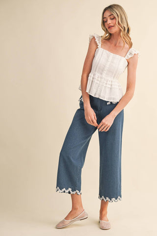 The Brielle Eyelet Peplum Top-Sleeveless-&MERCI-Summit Lane Boutique, Women's Apparel and Gifts located in Grand Rapids, MI