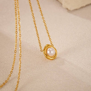 18K STAINLESS STEEL TARNISH FREE PEARL NECKLACE | 40NK9544-JOSSLYN by wall to wall-Summit Lane Boutique, Women's Apparel and Gifts located in Grand Rapids, MI