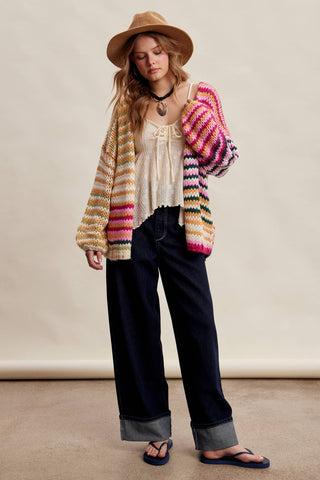 Color Me Cozy Striped Cardigan-Cardigans-Listicle-Summit Lane Boutique, Women's Apparel and Gifts located in Grand Rapids, MI