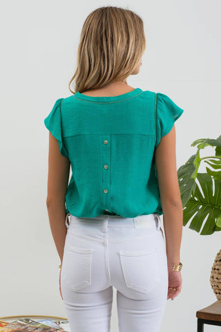 Marjorie Tulip Sleeve Top-Short Sleeves-Blu Pepper-Summit Lane Boutique, Women's Apparel and Gifts located in Grand Rapids, MI