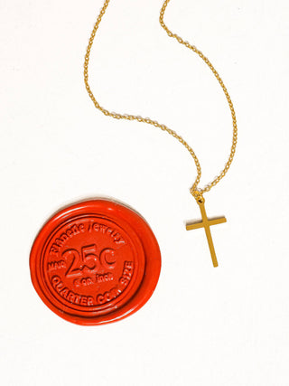 Tirza 18K Gold Non-Tarnish Small Cross Necklace-Necklaces-Flânerie by MAIQ-Summit Lane Boutique, Women's Apparel and Gifts located in Grand Rapids, MI