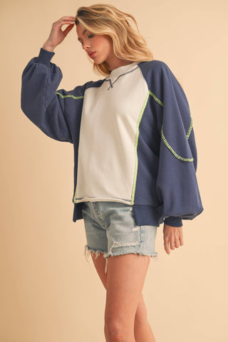 Nya Colorblock Sweatshirt-sweatshirt-AEMI + CO-Summit Lane Boutique, Women's Apparel and Gifts located in Grand Rapids, MI