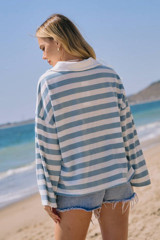 Lauren Striped Oversized Shirt-Long Sleeves-Oddi-Summit Lane Boutique, Women's Apparel and Gifts located in Grand Rapids, MI