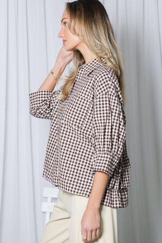 Maple Gingham Blouse-Blouse-Vine & Love-Summit Lane Boutique, Women's Apparel and Gifts located in Grand Rapids, MI
