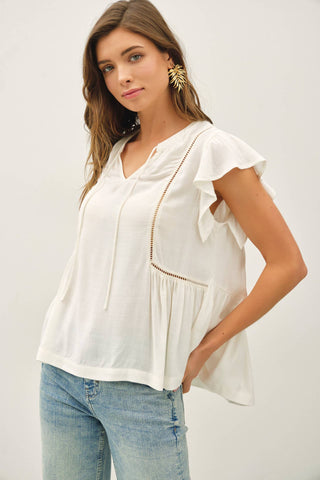 Aria Ruffle Sleeve top-Blouse-Be Cool-Summit Lane Boutique, Women's Apparel and Gifts located in Grand Rapids, MI