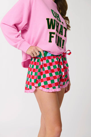 Checkered Boxer Shorts-Lounge Pants-Shiraleah-Summit Lane Boutique, Women's Apparel and Gifts located in Grand Rapids, MI