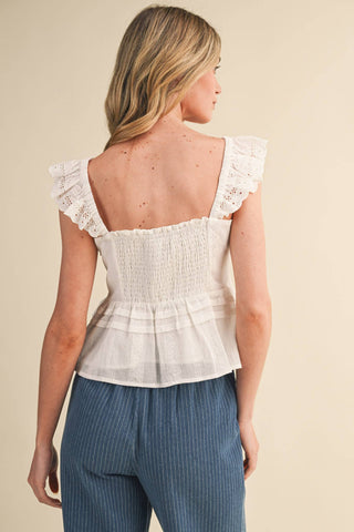 The Brielle Eyelet Peplum Top-Sleeveless-&MERCI-Summit Lane Boutique, Women's Apparel and Gifts located in Grand Rapids, MI