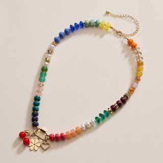 Layered Glass Bead Necklace with Trio of Charms-Necklaces-Frem-Summit Lane Boutique, Women's Apparel and Gifts located in Grand Rapids, MI