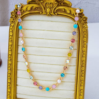 Multi Color Crystal & Pearl Tennis-Style Necklace | 80N93257-JOSSLYN by wall to wall-Summit Lane Boutique, Women's Apparel and Gifts located in Grand Rapids, MI