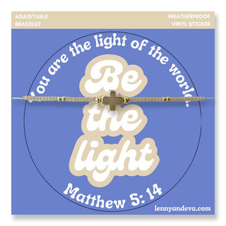 Be the Light Cross Bracelet + Sticker | Matthew 5:14-bracelet-Lenny & Eva-Summit Lane Boutique, Women's Apparel and Gifts located in Grand Rapids, MI