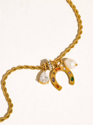 Western 18K Gold Non-Tarnish Horseshoe Charm Necklace-Necklaces-Flânerie by MAIQ-Summit Lane Boutique, Women's Apparel and Gifts located in Grand Rapids, MI