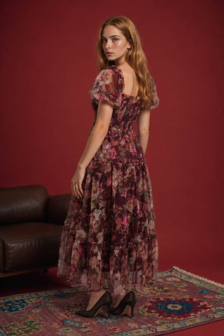 The Rosalie Floral Midi Dress-Dresses-Blu Pepper-Summit Lane Boutique, Women's Apparel and Gifts located in Grand Rapids, MI