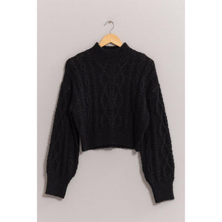 High Neck Cable knit Sweater-Sweaters-HYFVE-Summit Lane Boutique, Women's Apparel and Gifts located in Grand Rapids, MI
