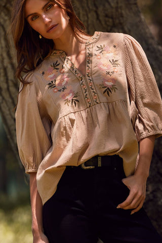 Alaina Embroidered Top-Blouse-Oddi-Summit Lane Boutique, Women's Apparel and Gifts located in Grand Rapids, MI