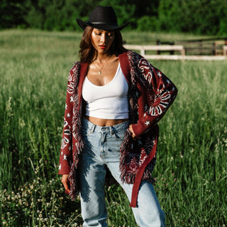 Bandana Nights Fringe Cardigan-Cardigans-Panache Apparel Co.-Summit Lane Boutique, Women's Apparel and Gifts located in Grand Rapids, MI