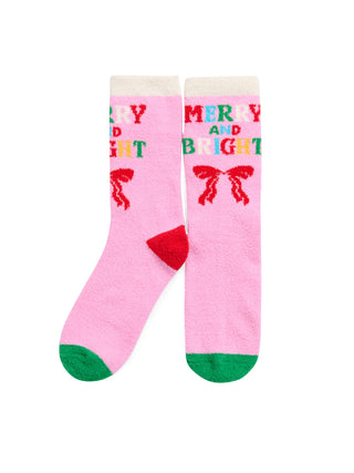 "MERRY & BRIGHT" SOCKS,PINK-Socks-Shiraleah-Summit Lane Boutique, Women's Apparel and Gifts located in Grand Rapids, MI