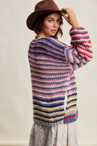 Color Me Cozy Striped Cardigan-Cardigans-Listicle-Summit Lane Boutique, Women's Apparel and Gifts located in Grand Rapids, MI