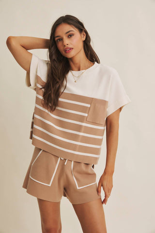 Emma Striped Sweater Top-Short Sleeves-in february-Summit Lane Boutique, Women's Apparel and Gifts located in Grand Rapids, MI