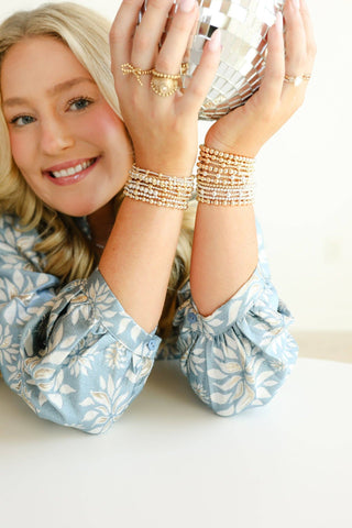 June Fluted in Silver with Gold-Bracelets-Beaded Blondes-Summit Lane Boutique, Women's Apparel and Gifts located in Grand Rapids, MI