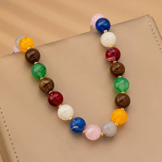 HIGH GLOSSY MULTI COLOR BEADED CHAIN NECKALCE | 80N92627-JOSSLYN by wall to wall-Summit Lane Boutique, Women's Apparel and Gifts located in Grand Rapids, MI