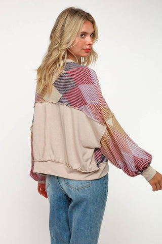 Reese Argyle Sweater-Long Sleeves-Kori America-Summit Lane Boutique, Women's Apparel and Gifts located in Grand Rapids, MI