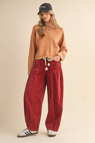 Ashlyn Corduroy Barrel Pants-Pants-&MERCI-Summit Lane Boutique, Women's Apparel and Gifts located in Grand Rapids, MI