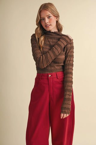 The Camille Textured Mock Neck Top-Long Sleeves-&MERCI-Summit Lane Boutique, Women's Apparel and Gifts located in Grand Rapids, MI