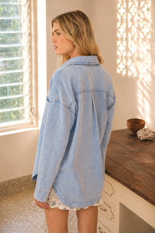 Holly Denim Shacket-Jackets-J.O.A-Summit Lane Boutique, Women's Apparel and Gifts located in Grand Rapids, MI