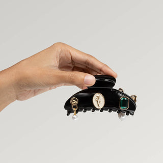 KitschPop™️ Curved Claw Clip 7pc Set Vintage - Black-Hair Accessories-KITSCH-Summit Lane Boutique, Women's Apparel and Gifts located in Grand Rapids, MI