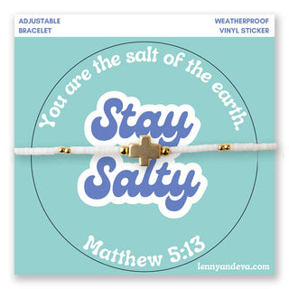 Stay Salty Cross Bracelet + Sticker | Matthew 5:13-Bracelets-Lenny & Eva-Summit Lane Boutique, Women's Apparel and Gifts located in Grand Rapids, MI