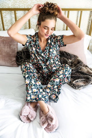 Hello Mello Bow So Lovely Satin Pajama Pant-Lounge Pants-DM Merchandising-Summit Lane Boutique, Women's Apparel and Gifts located in Grand Rapids, MI