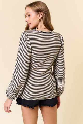 Winnie Bubble Sleeve Top-Long Sleeves-Doe and Rae-Summit Lane Boutique, Women's Apparel and Gifts located in Grand Rapids, MI